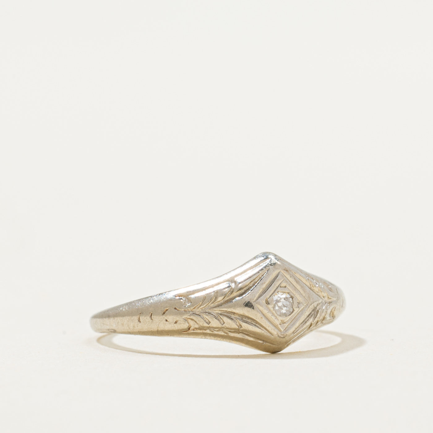 Diamond Engraved Tapered Ring | 0.01ct | SZ 2