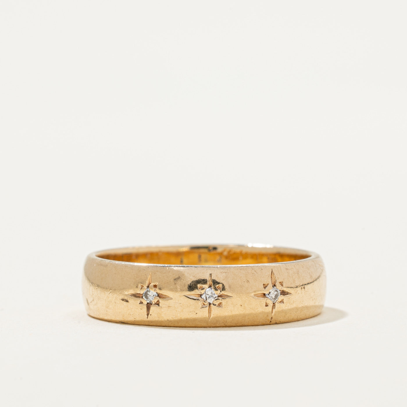 Star Set Three Stone Diamond Band | 0.03ctw | SZ 8