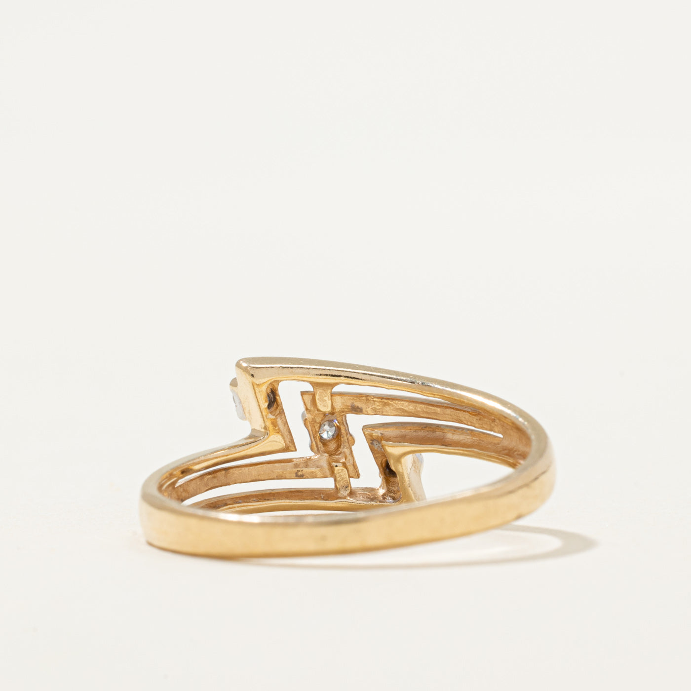 Three Stone Diamond Bypass Ring | 0.06ctw | SZ 7.5
