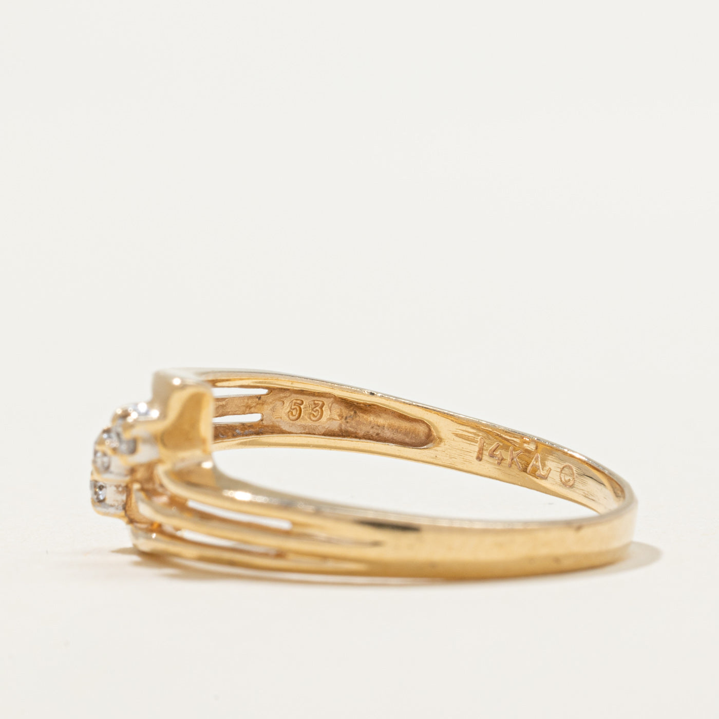 Three Stone Diamond Bypass Ring | 0.06ctw | SZ 7.5