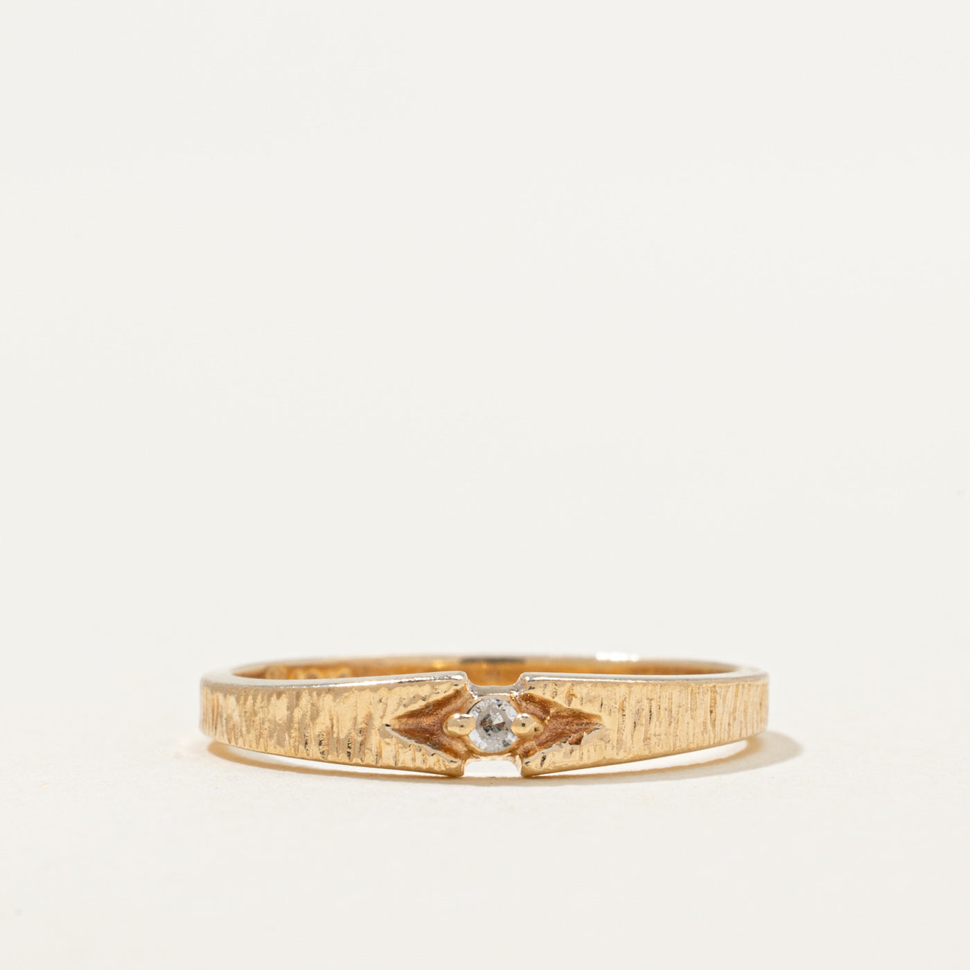 Single Stone Diamond Textured Ring | 0.01ct | SZ 4