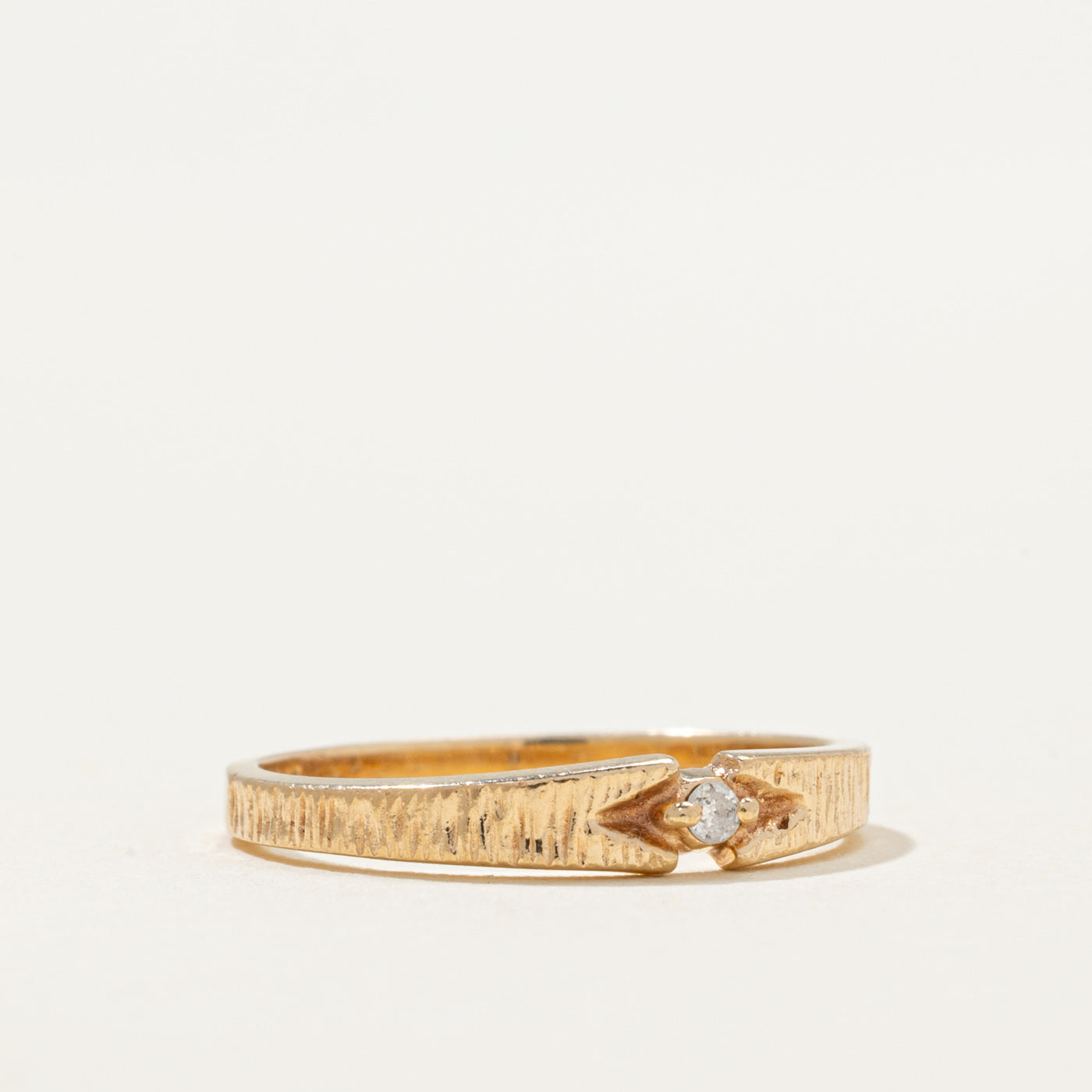 Single Stone Diamond Textured Ring | 0.01ct | SZ 4