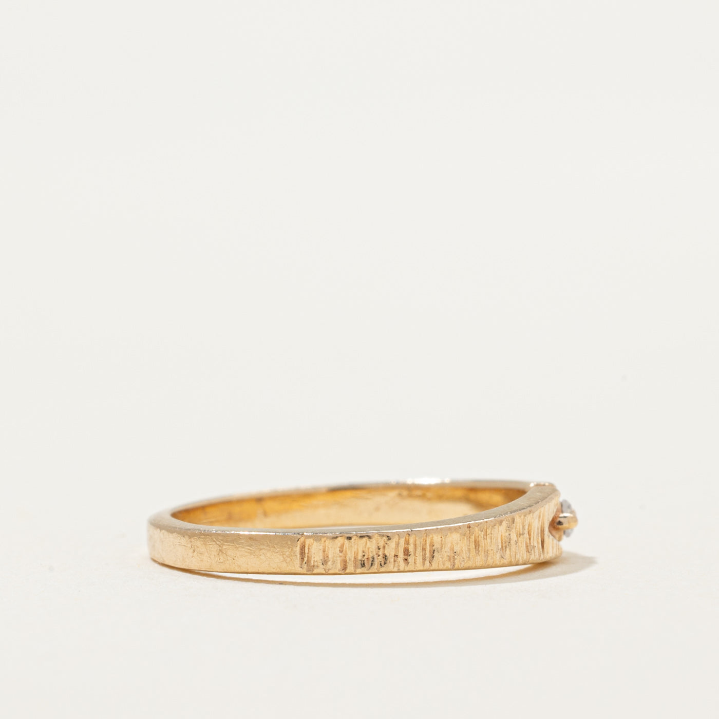 Single Stone Diamond Textured Ring | 0.01ct | SZ 4