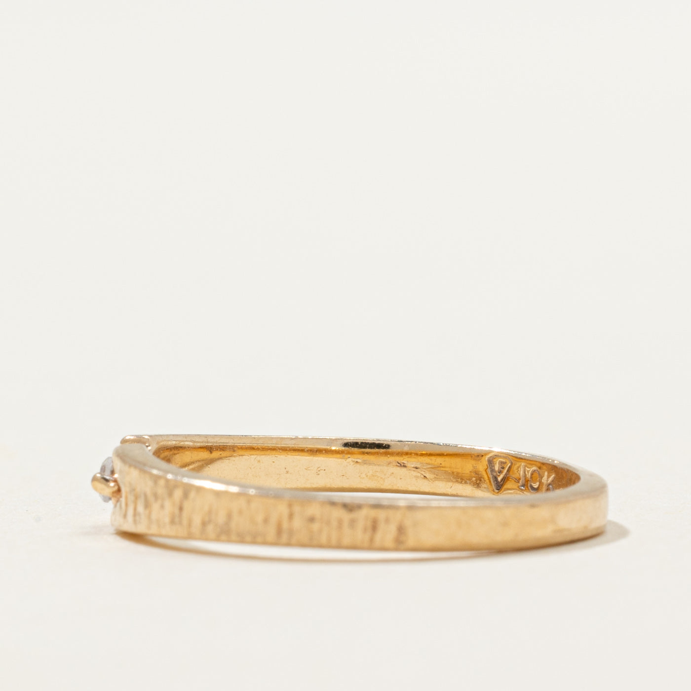 Single Stone Diamond Textured Ring | 0.01ct | SZ 4