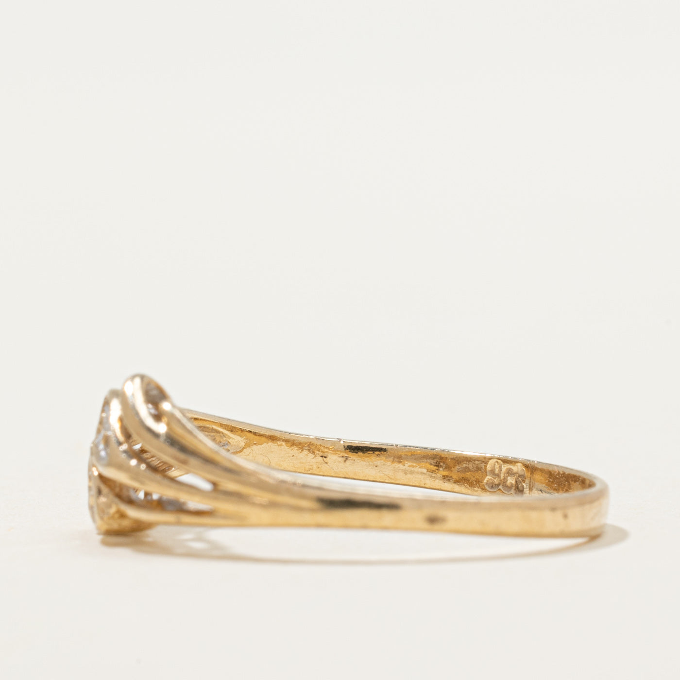 Two Stone Diamond Grooved Bypass Ring | 0.02ctw | SZ 7.25