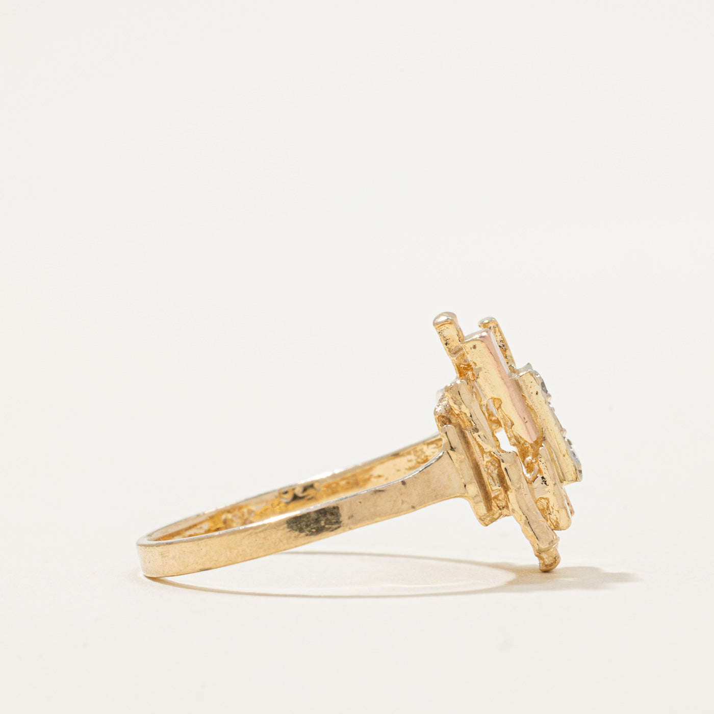 Multi Tone Gold Diamond Abstract Ring | 0.03ctw | SZ 6