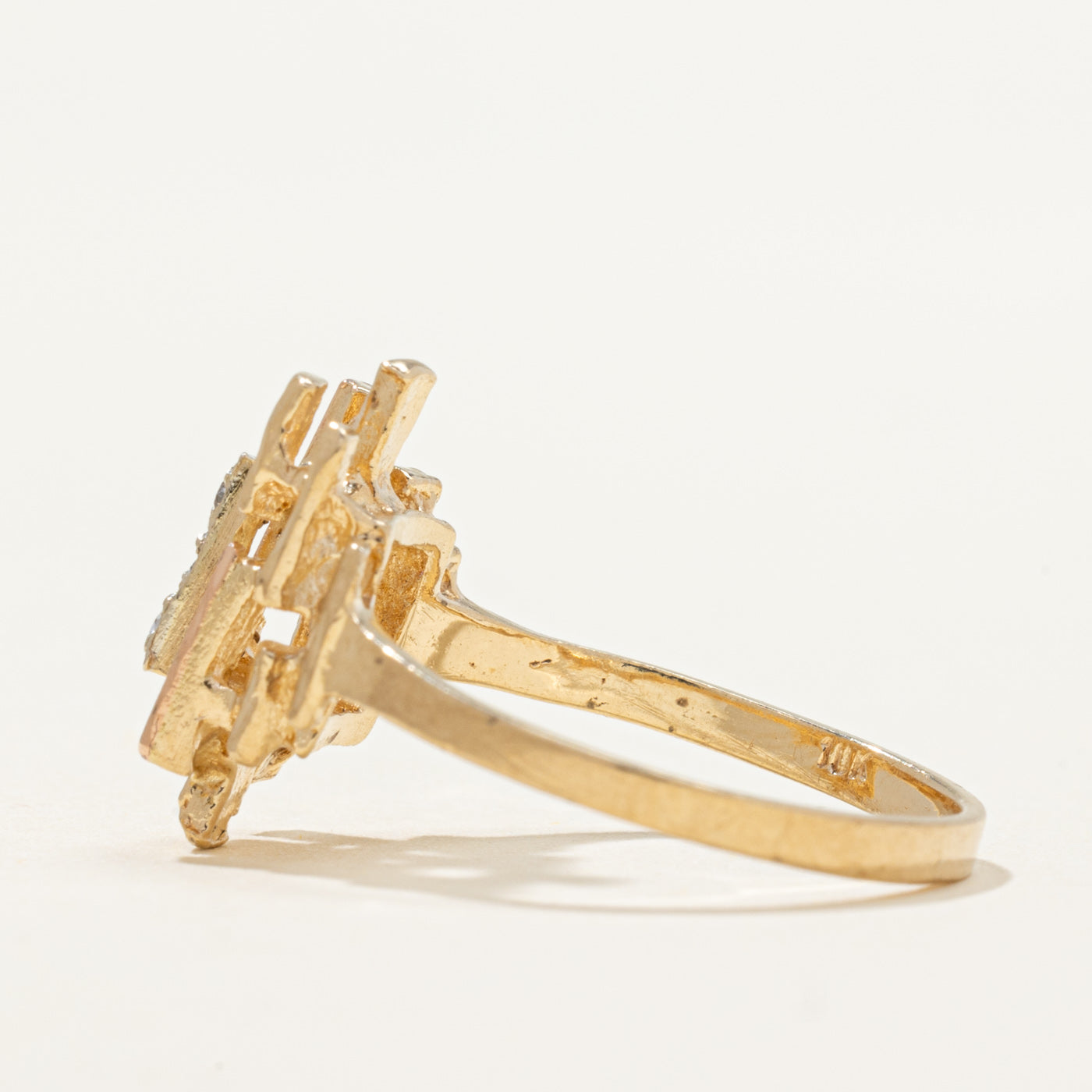 Multi Tone Gold Diamond Abstract Ring | 0.03ctw | SZ 6