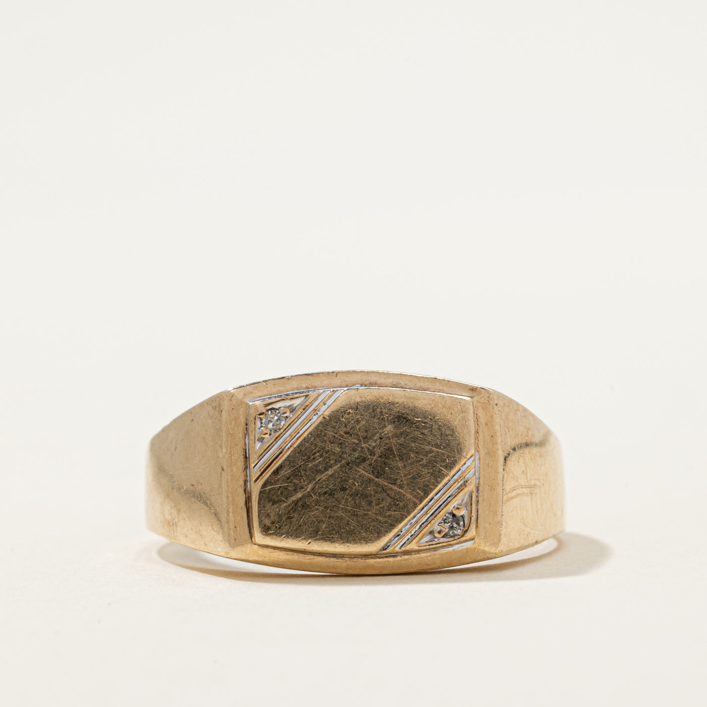 Diamond Edged Signet RIng | 0.02ctw | SZ 11