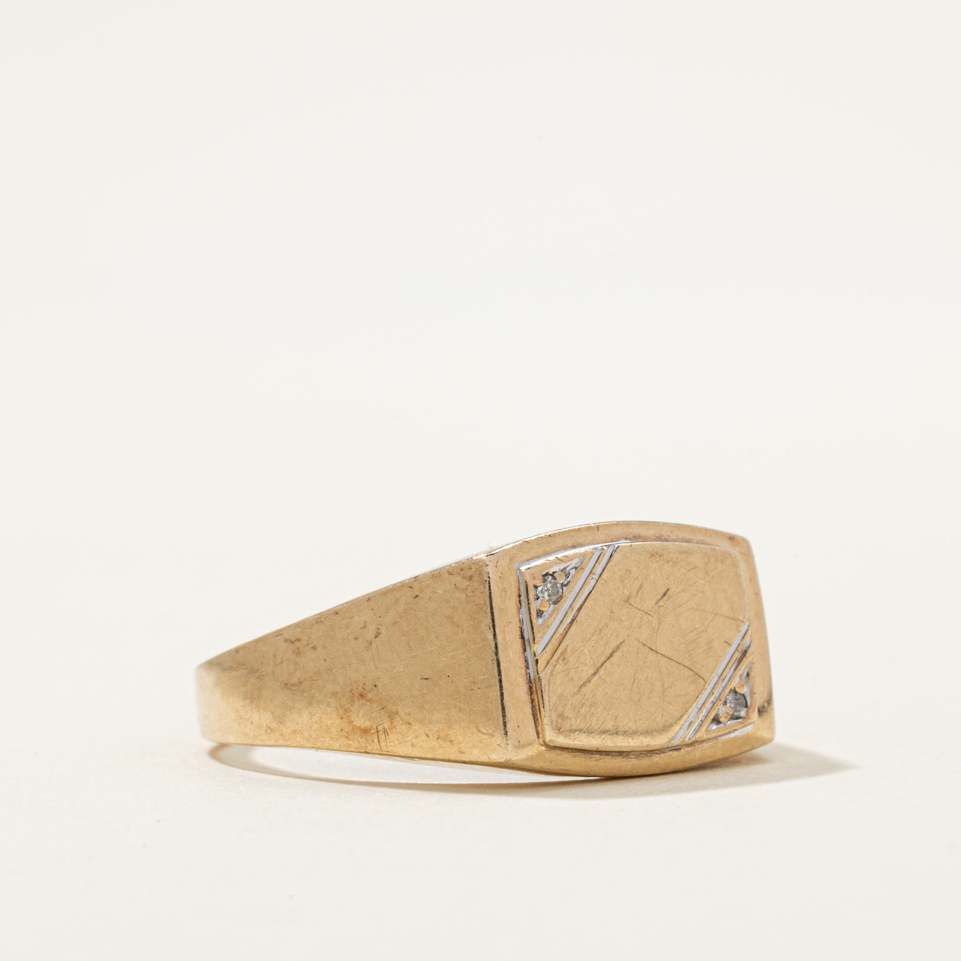 Diamond Edged Signet RIng | 0.02ctw | SZ 11