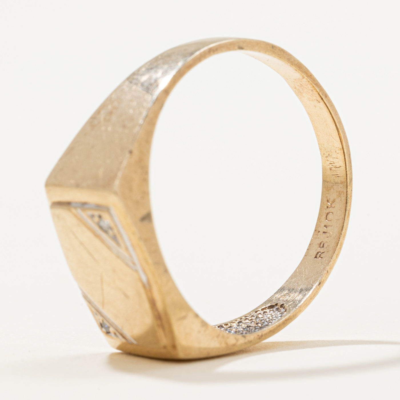 Diamond Edged Signet RIng | 0.02ctw | SZ 11