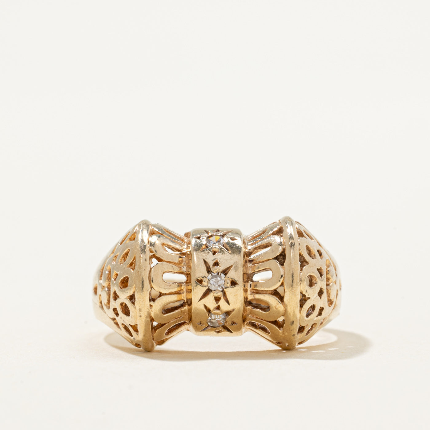 Star Set Diamond Bow Design Ring | 0.03ctw | SZ 5.75