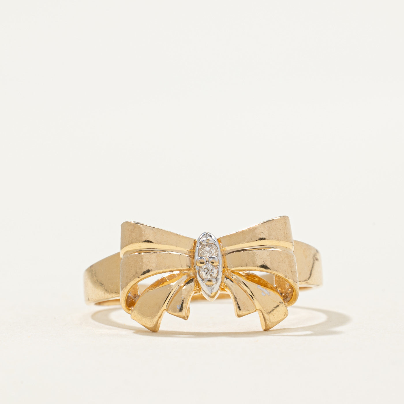 Bague nœud papillon en diamant | 0,02 ct | Taille 7