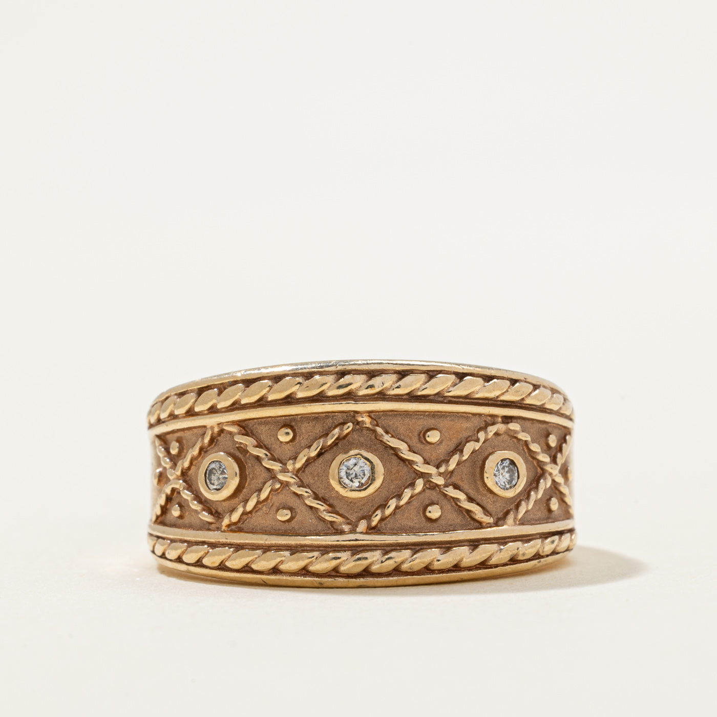 Diamond Rope Texture Patterned Band | 0.05ctw | SZ 9