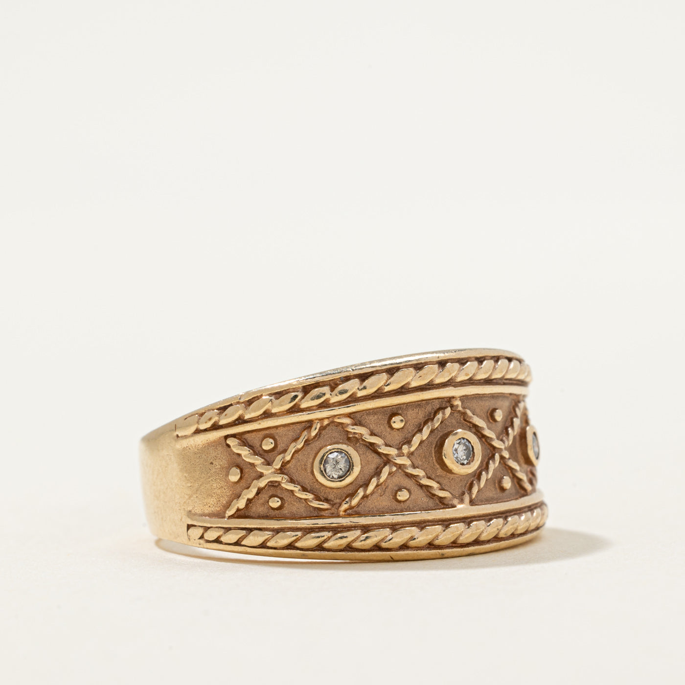 Diamond Rope Texture Patterned Band | 0.05ctw | SZ 9