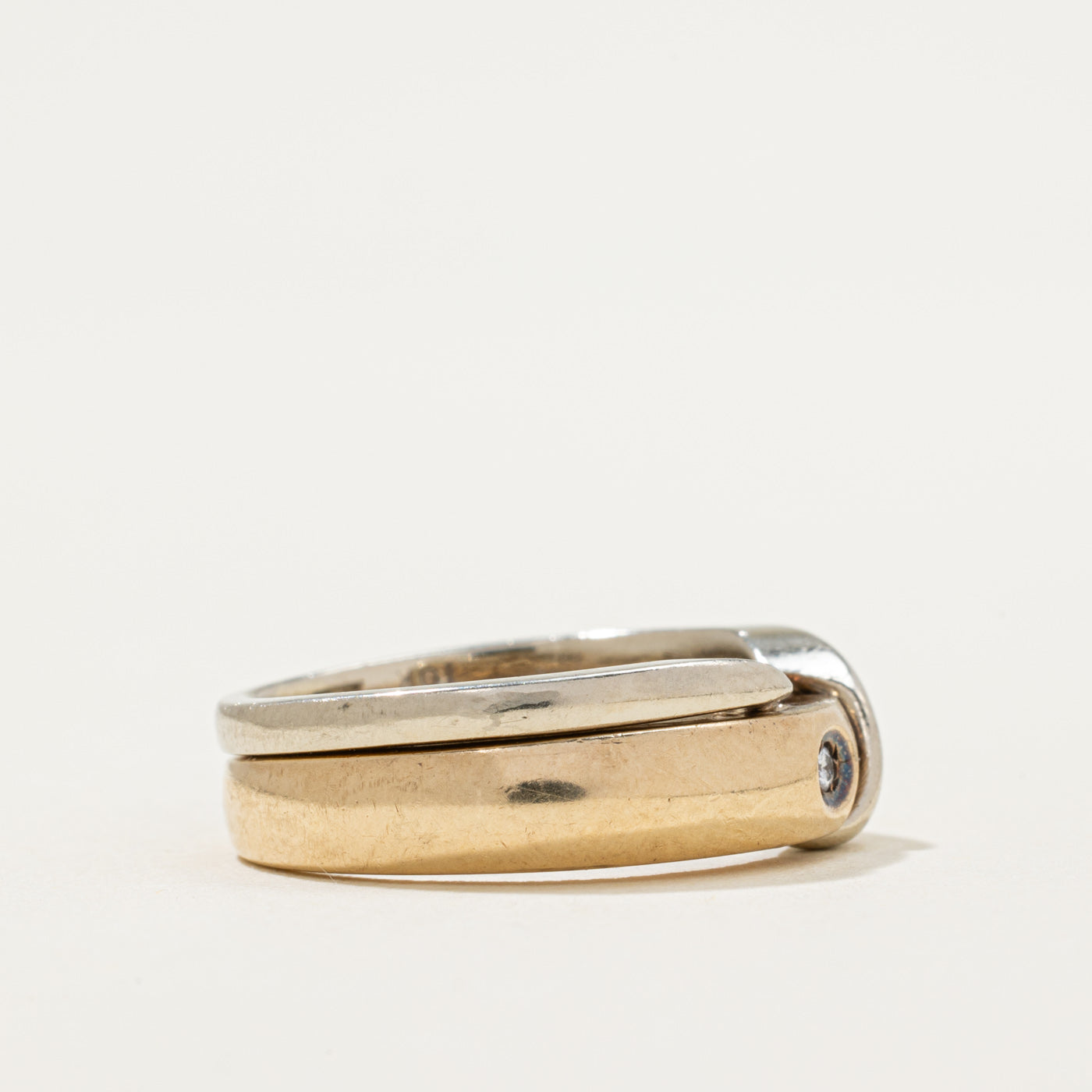 Two Tone Gold Diamond Interlocking Rings | 0.01ct | SZ 6