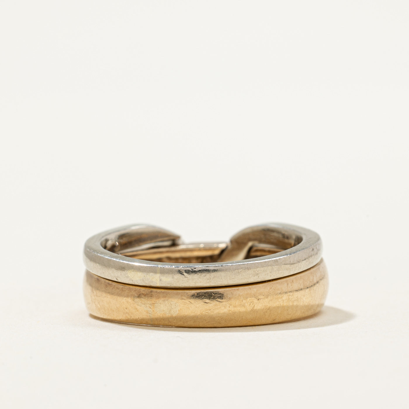 Two Tone Gold Diamond Interlocking Rings | 0.01ct | SZ 6