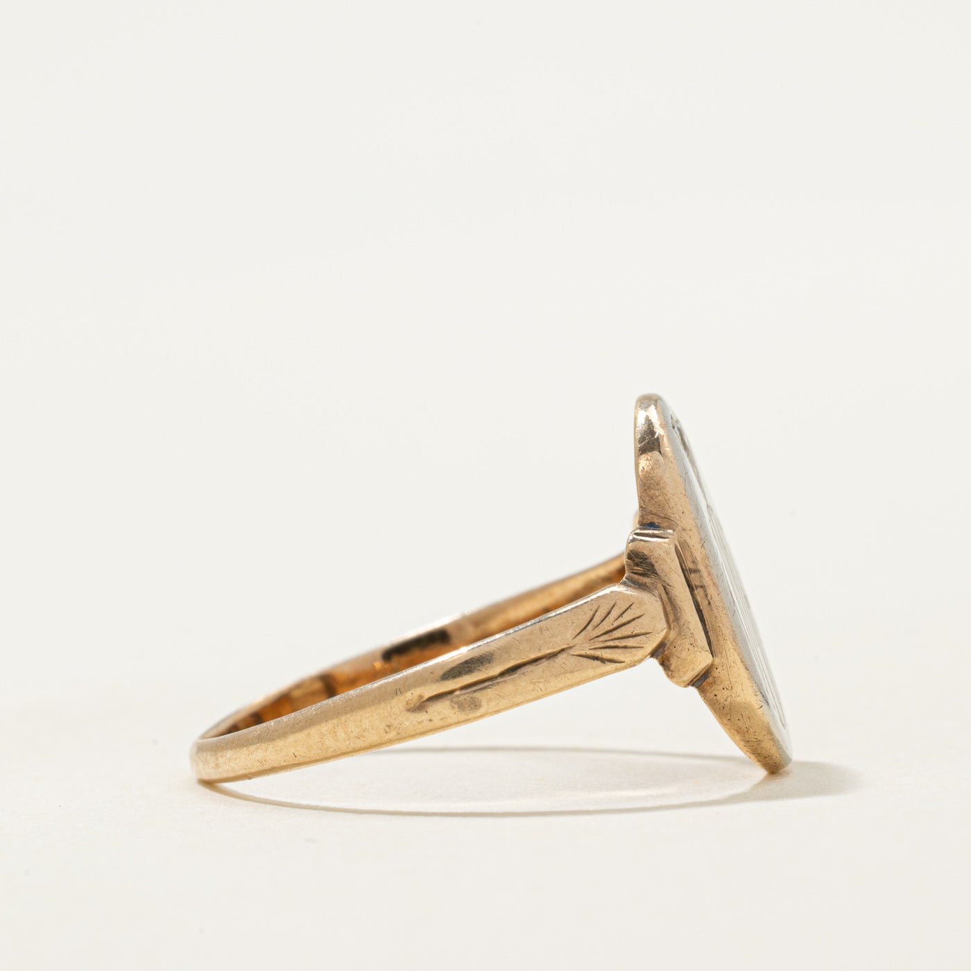 Colourless Topaz 'JMR' Initial Signet Ring | 0.03ct | SZ 6.75