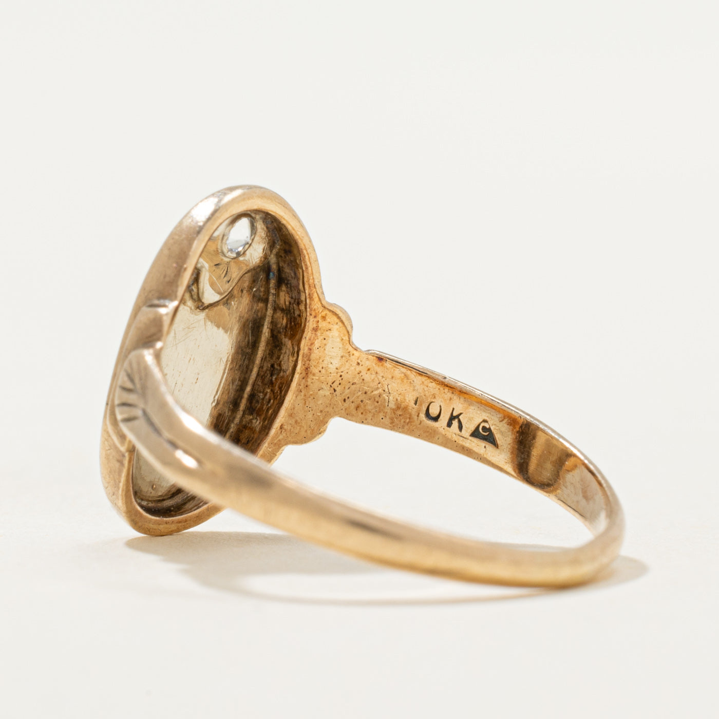 Colourless Topaz 'JMR' Initial Signet Ring | 0.03ct | SZ 6.75