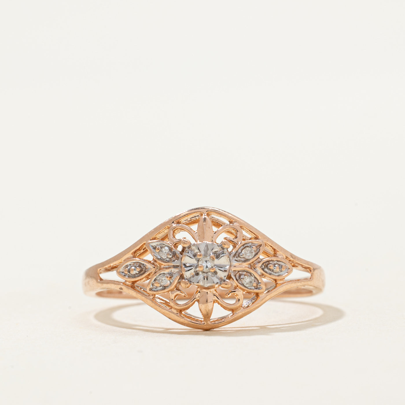 Illusion Set Diamond Openwork Ring | 0.03ctw | SZ 6.5