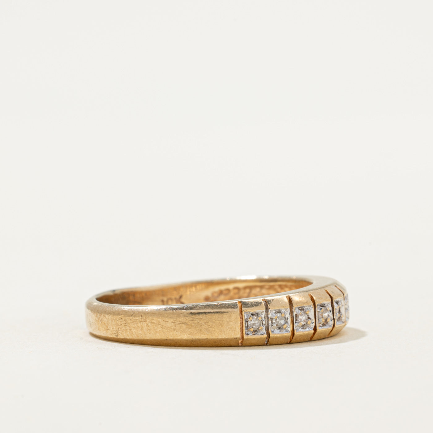 Semi Eternity Diamond Grooved Band | 0.06ctw | SZ 7.5