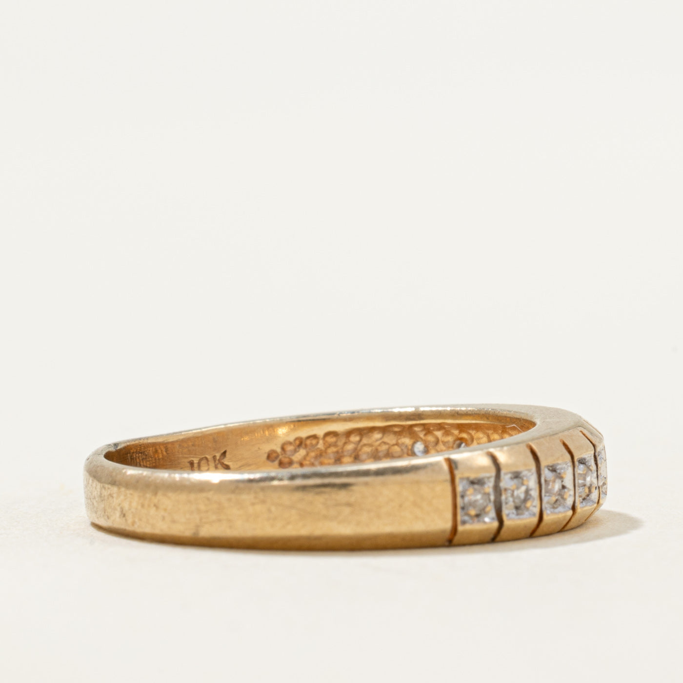 Semi Eternity Diamond Grooved Band | 0.06ctw | SZ 7.5