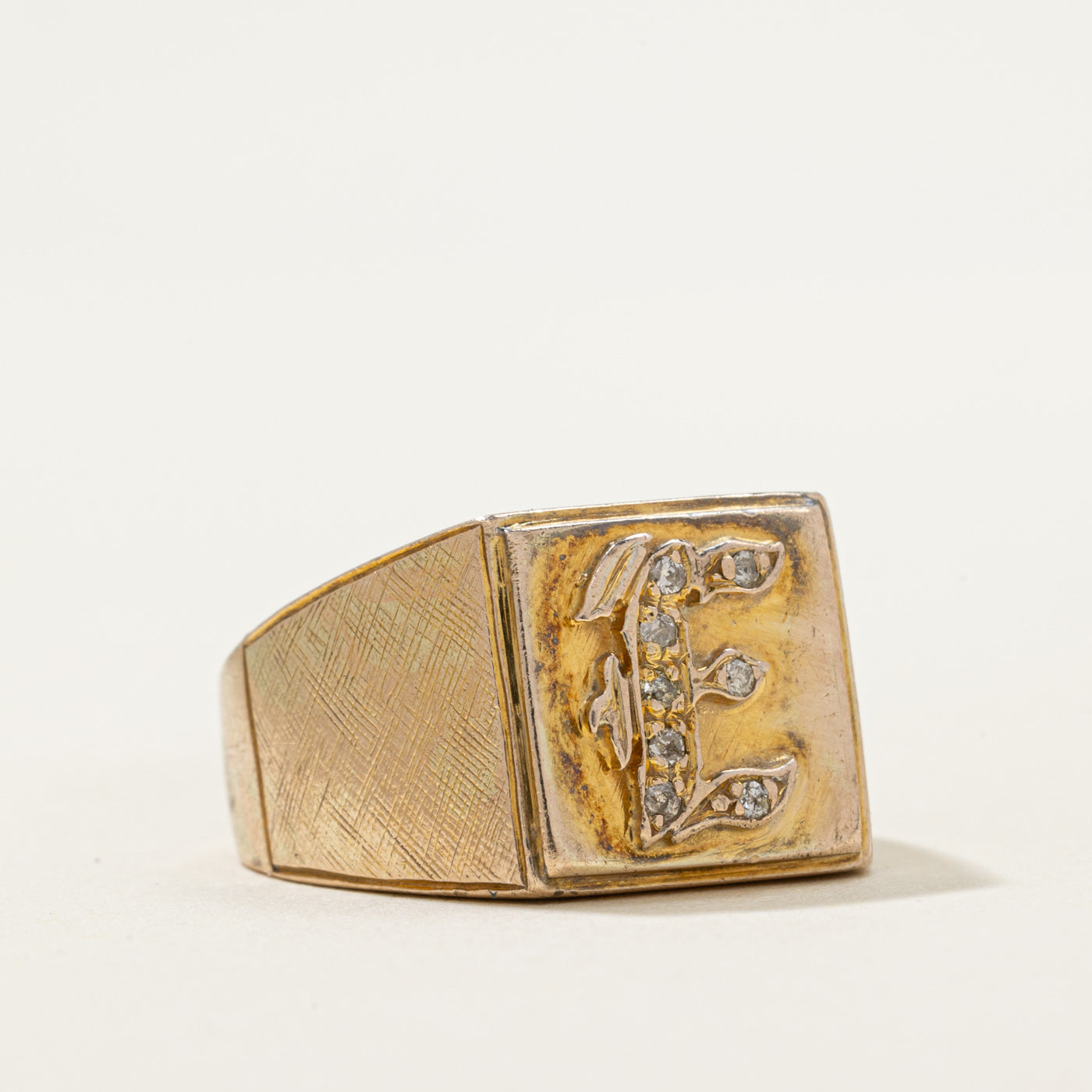 Diamond 'E' Initial Signet Ring | 0.08ctw | SZ 6.5