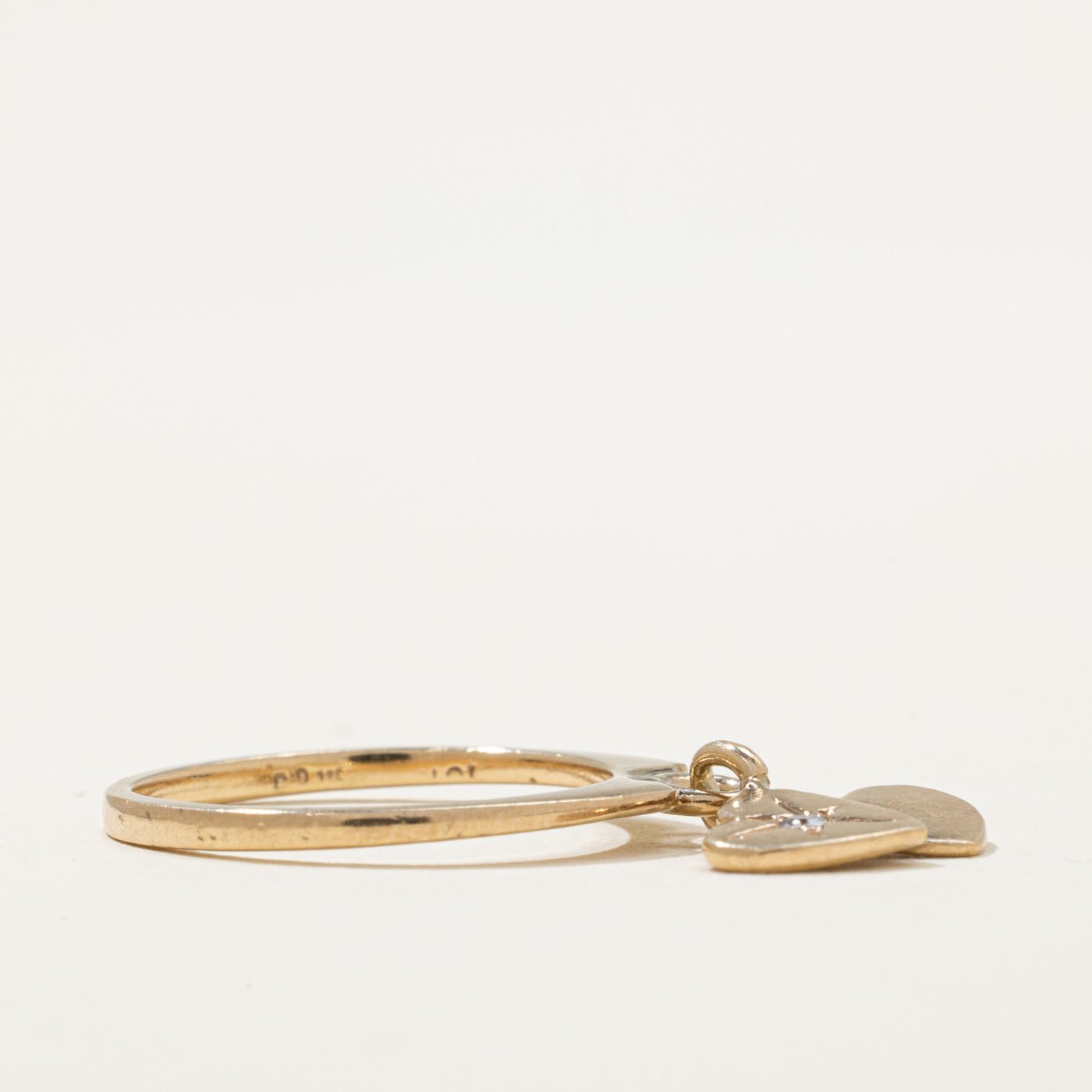 Diamond Double Heart Charm Ring | 0.02ct | SZ 5.25