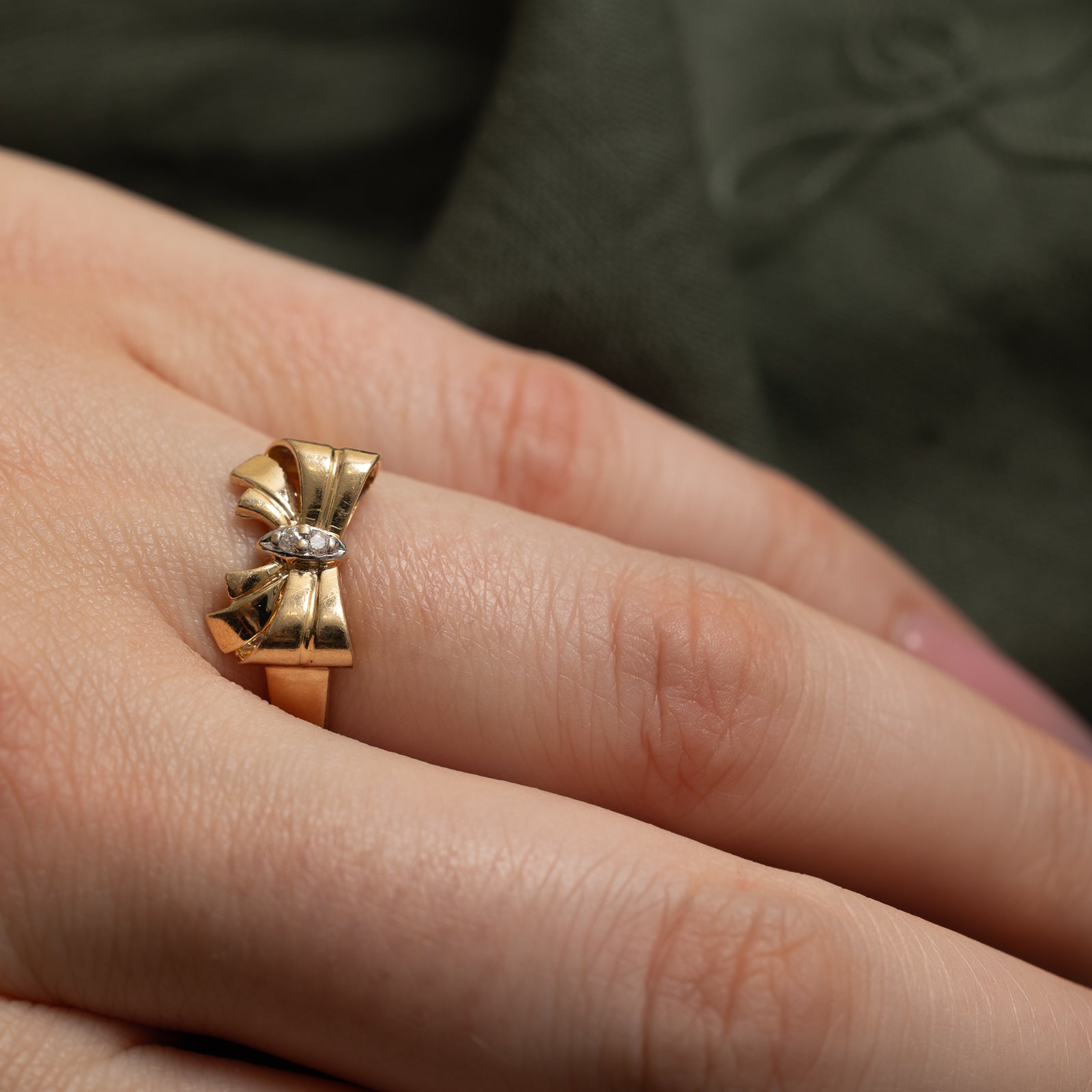 Bague nœud papillon en diamant | 0,02 ct | Taille 7