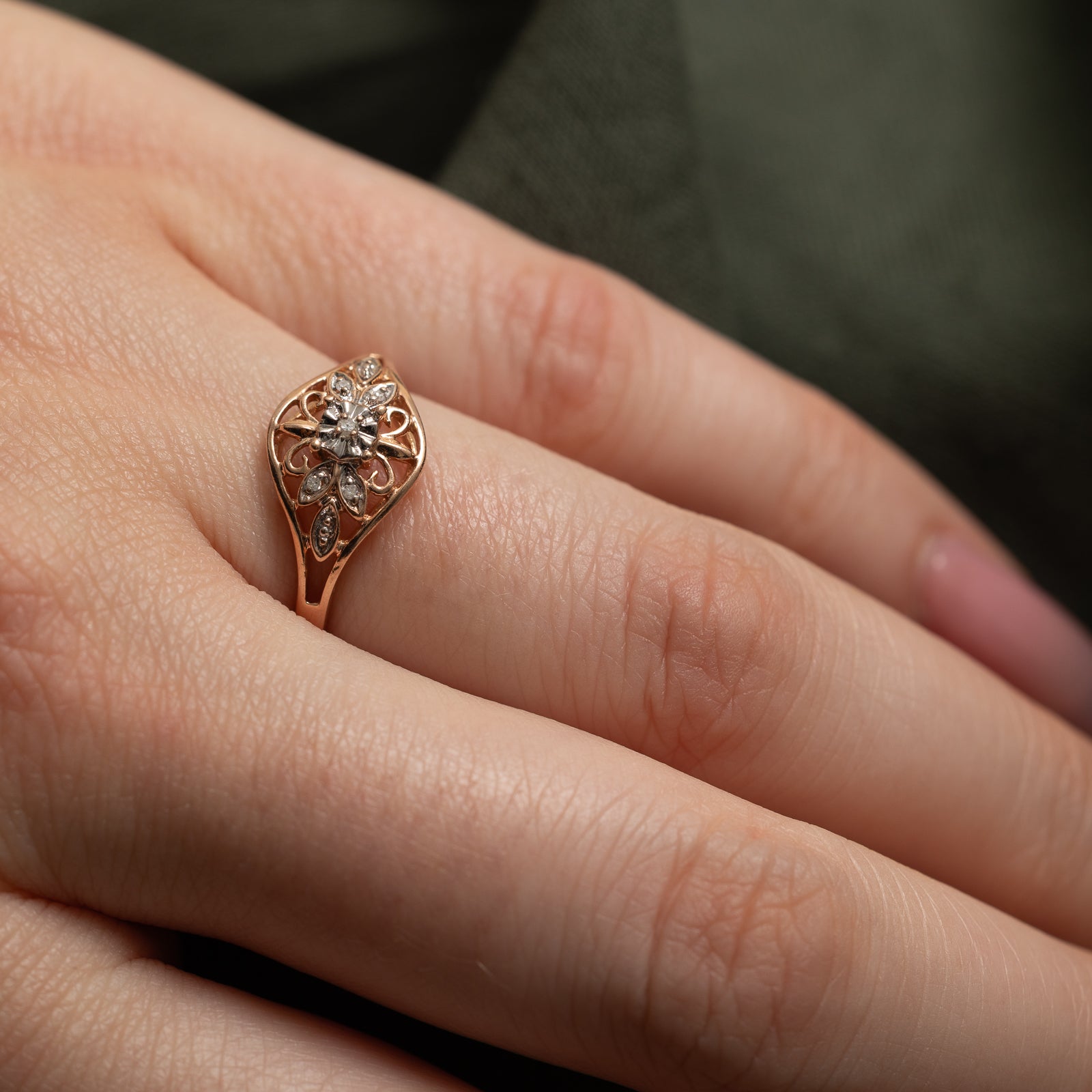 Illusion Set Diamond Openwork Ring | 0.03ctw | SZ 6.5