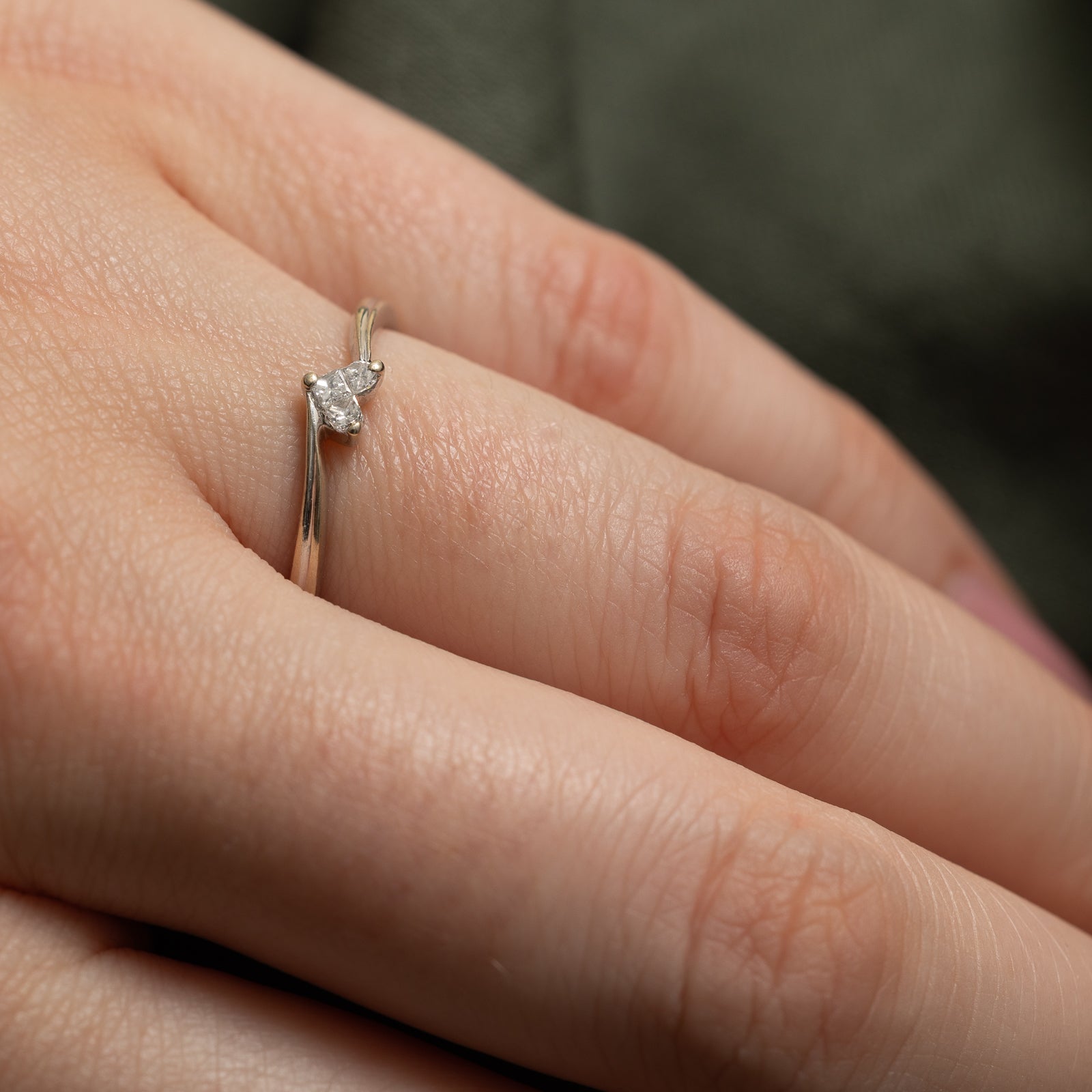 Diamond Heart Petite Bypass Ring | 0.07ctw | SZ 6.5