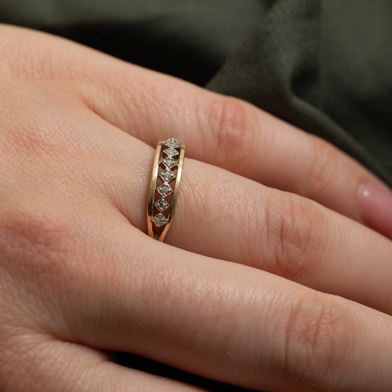 Semi Eternity Diamond Openwork Ring | 0.06ctw | SZ 6.5