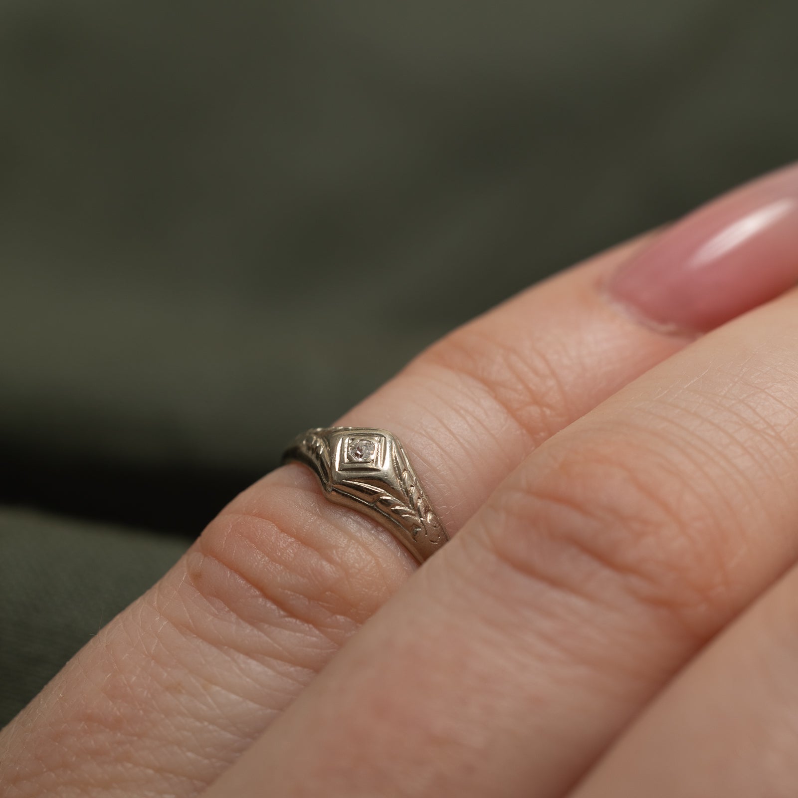 Diamond Engraved Tapered Ring | 0.01ct | SZ 2
