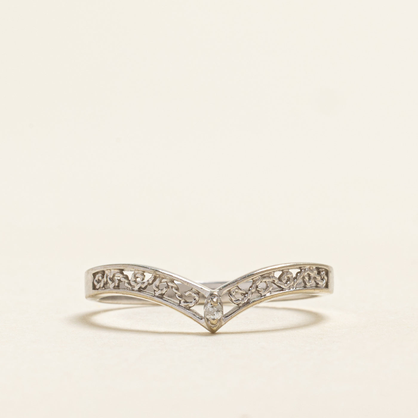 Diamond Openwork Chevron Ring | 0.01ct | SZ 6.25