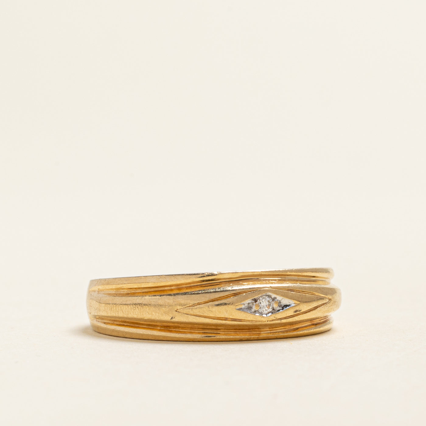 Single Stone Diamond Grooved Band | 0.02ct | SZ 10.25