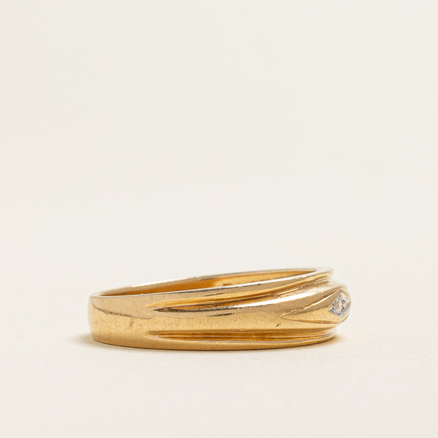 Single Stone Diamond Grooved Band | 0.02ct | SZ 10.25