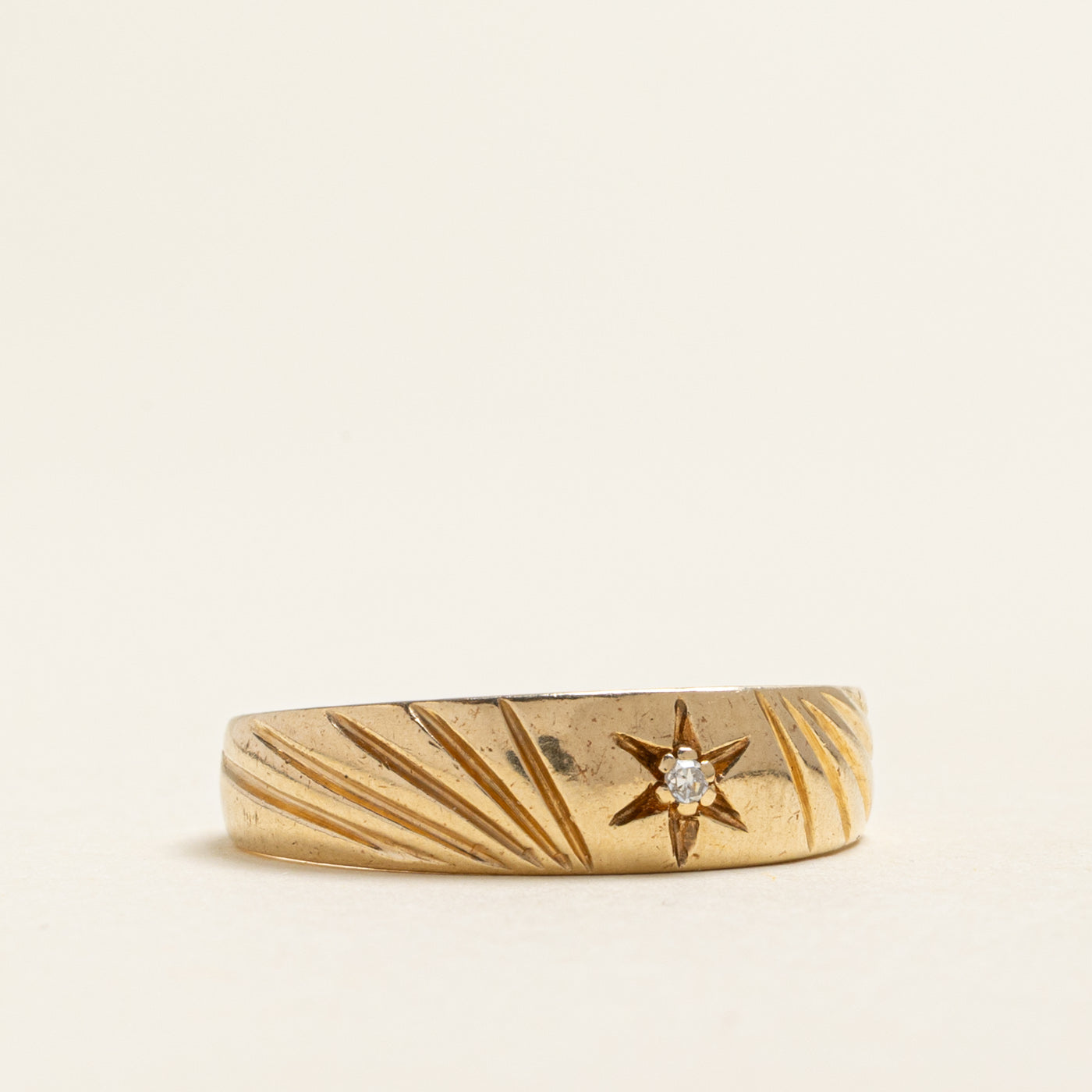Star Set Diamond Grooved Band | 0.01ct | SZ 10.25