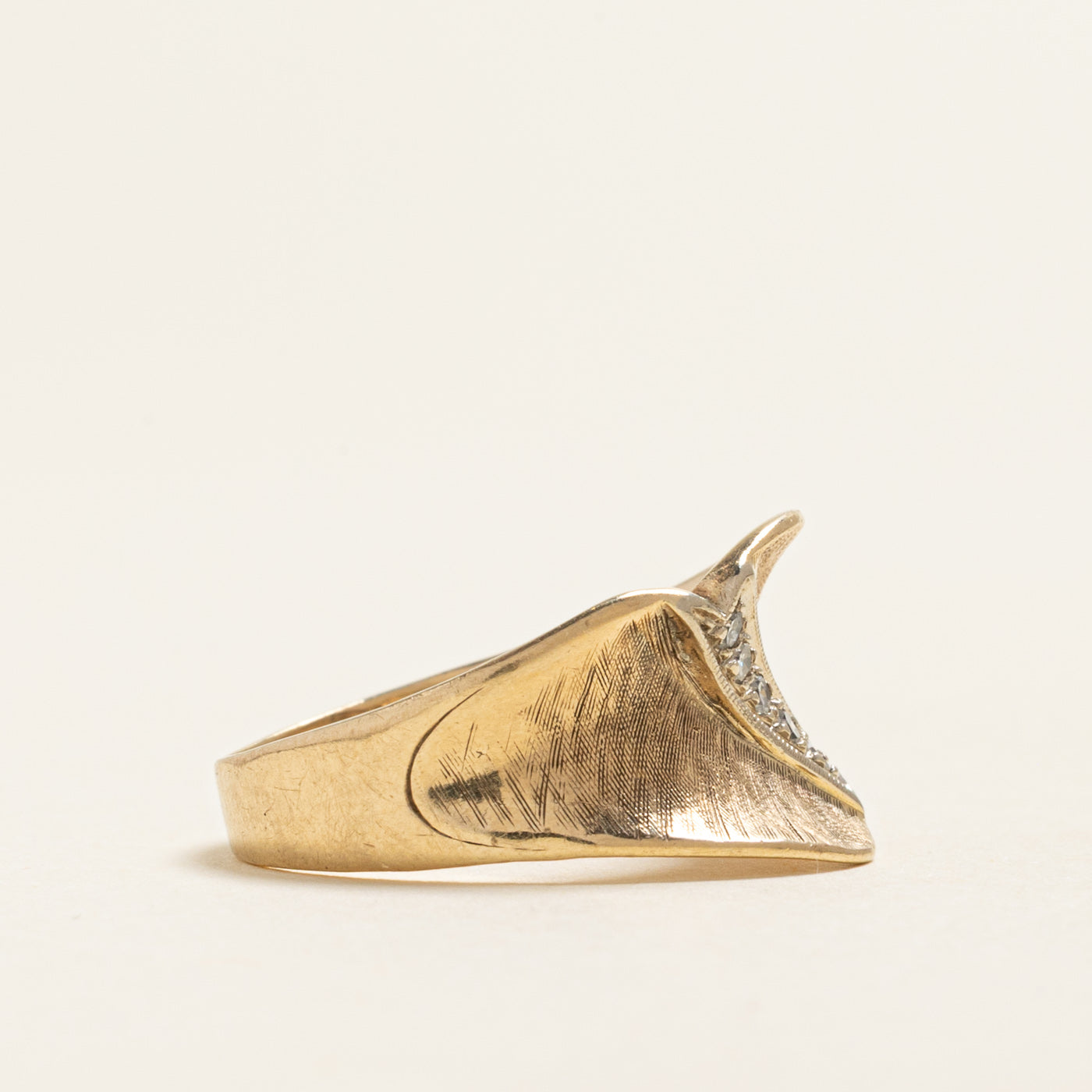 Diagonal Diamond Textured Cocktail Ring | 0.07ctw | SZ 6.5