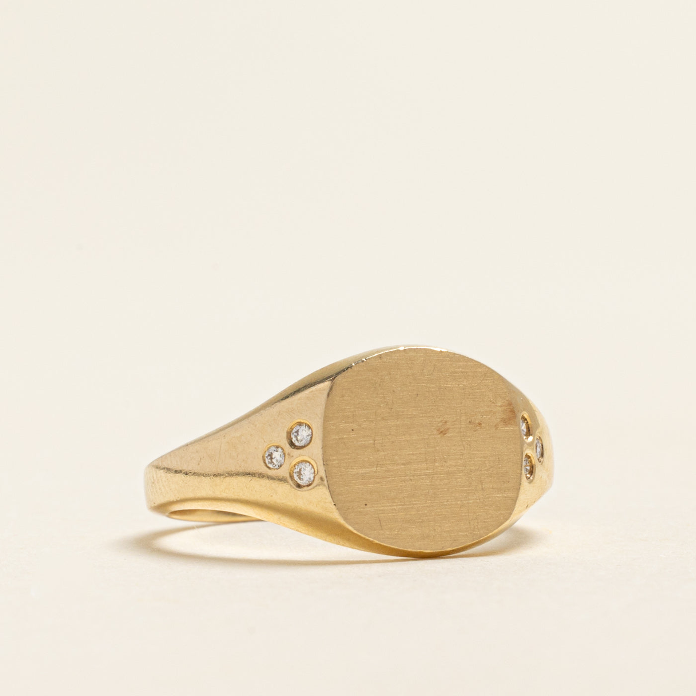 Yellow Gold Diamond Accented Signet Ring | 0.03ctw | SZ 7