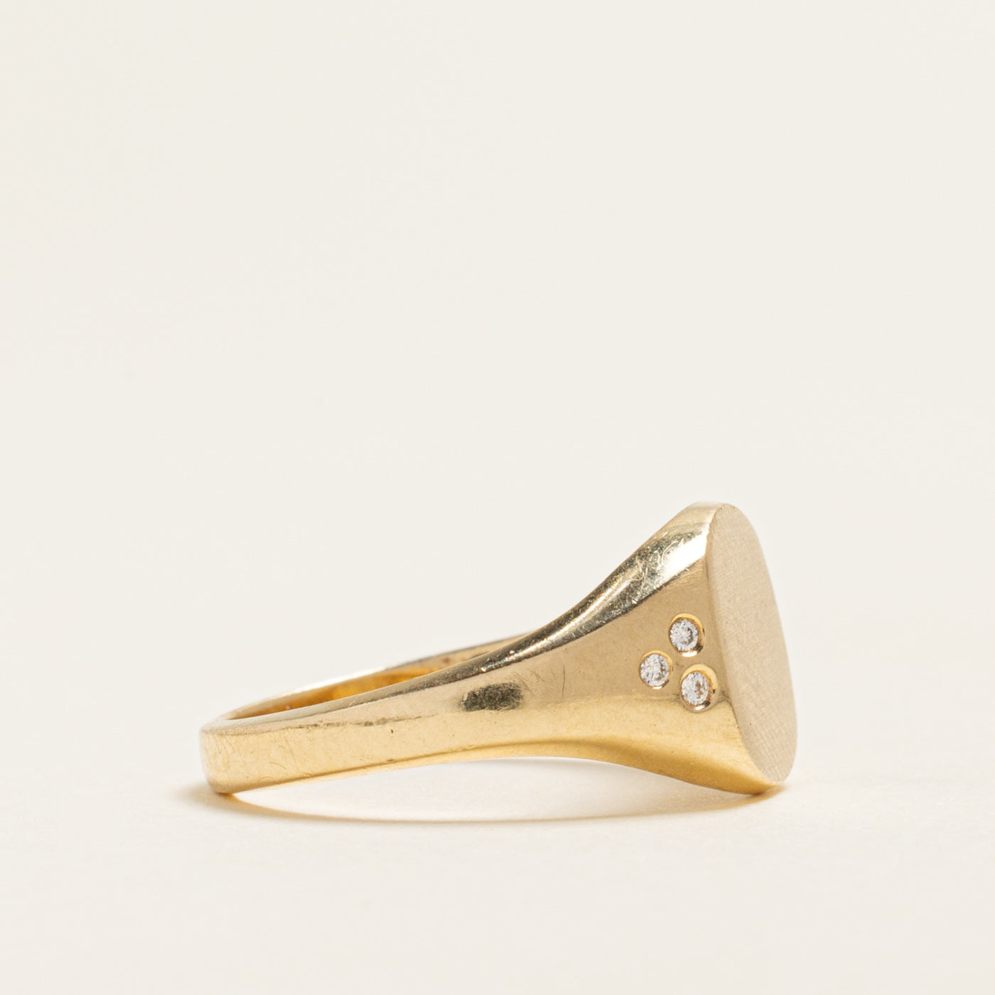 Yellow Gold Diamond Accented Signet Ring | 0.03ctw | SZ 7