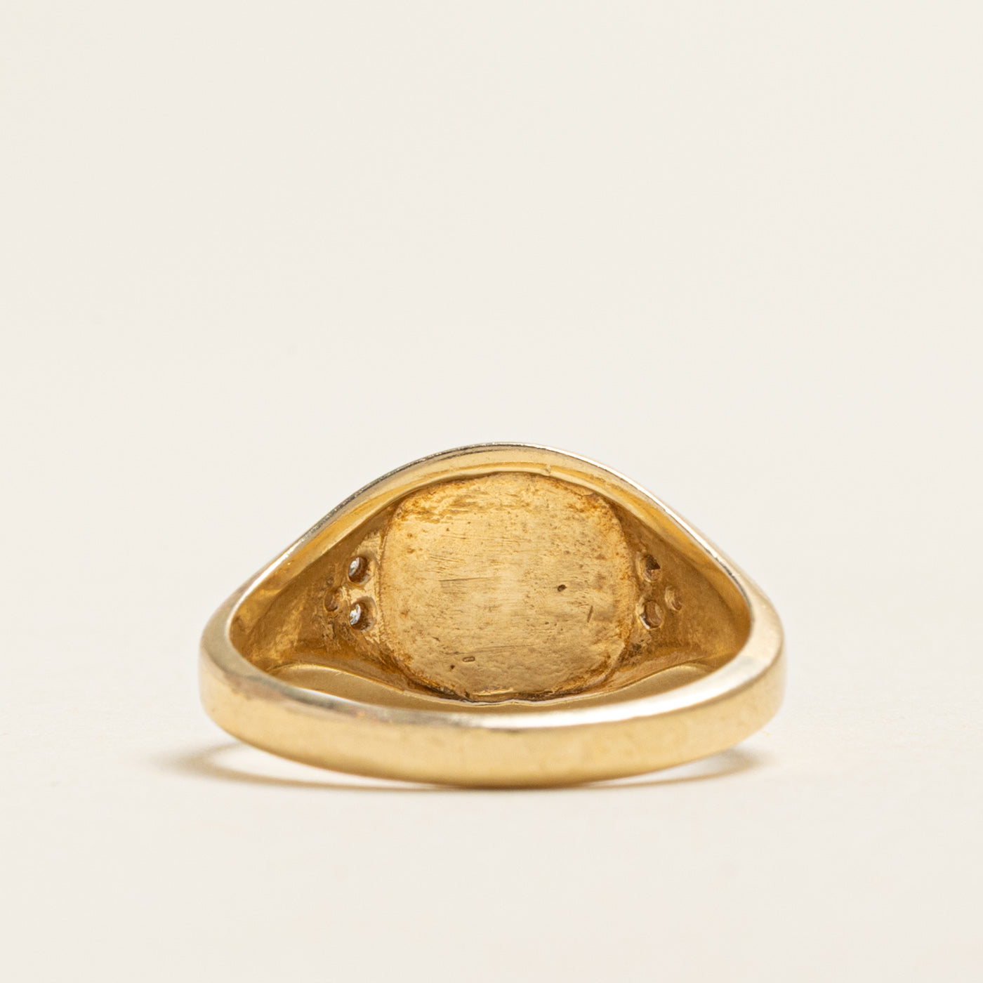 Yellow Gold Diamond Accented Signet Ring | 0.03ctw | SZ 7