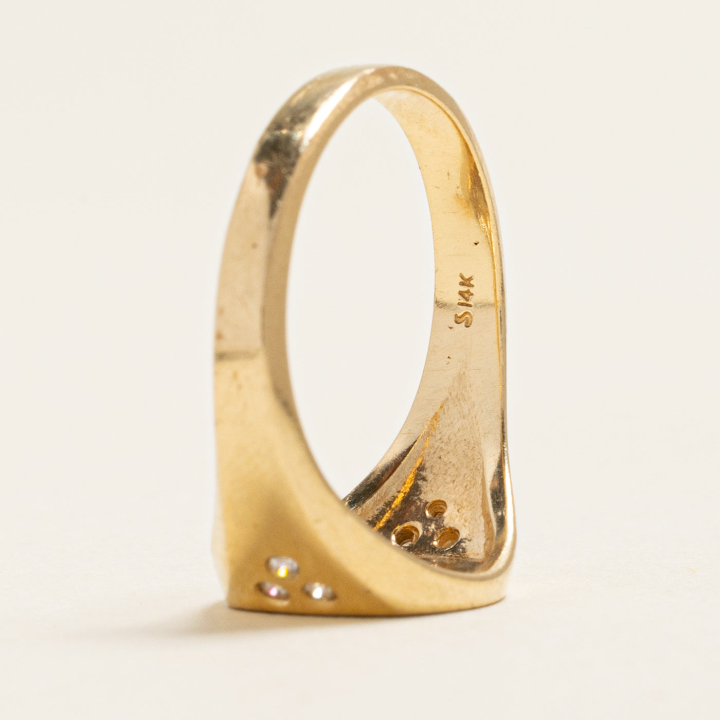 Yellow Gold Diamond Accented Signet Ring | 0.03ctw | SZ 7