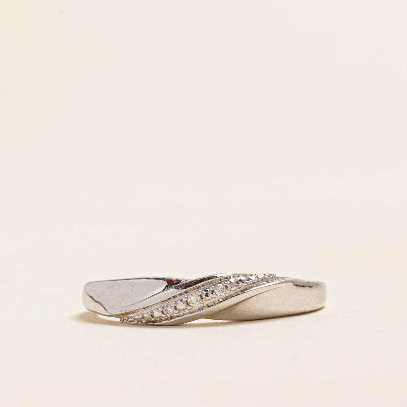 White Gold Diagonal Diamond Ring | 0.02ctw | SZ 9.75