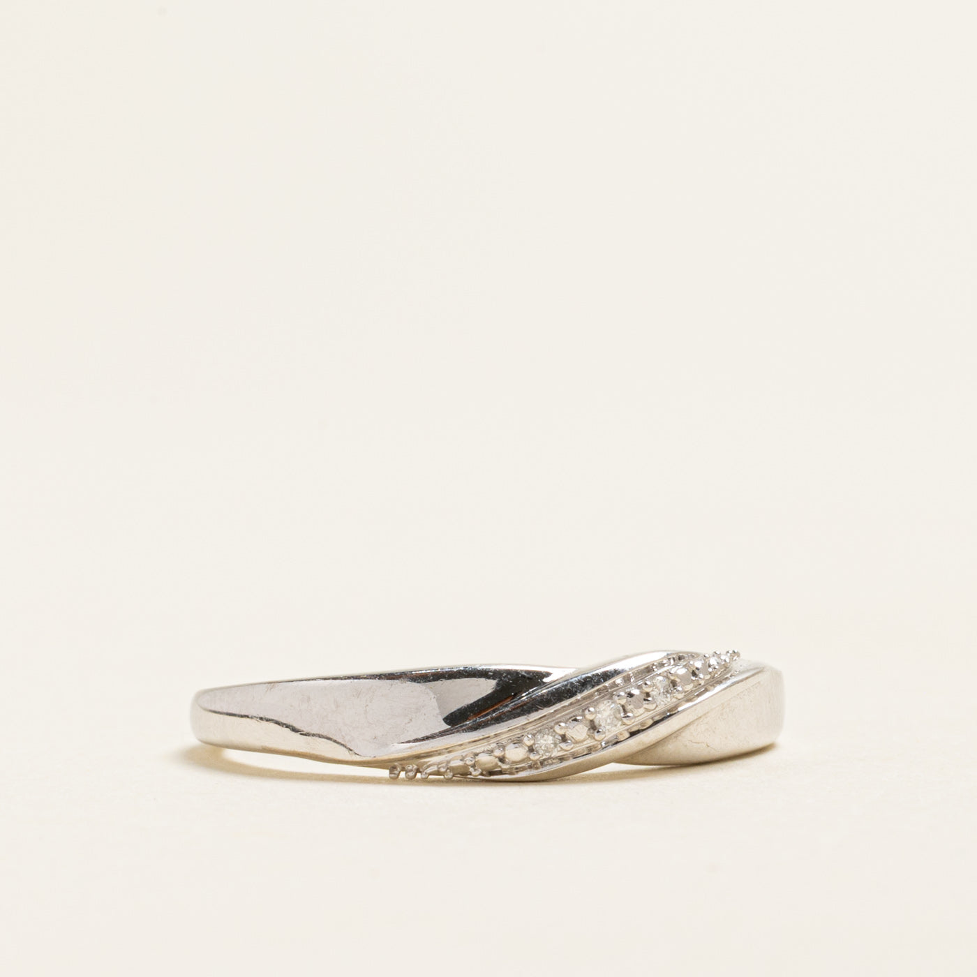 White Gold Diagonal Diamond Ring | 0.02ctw | SZ 9.75