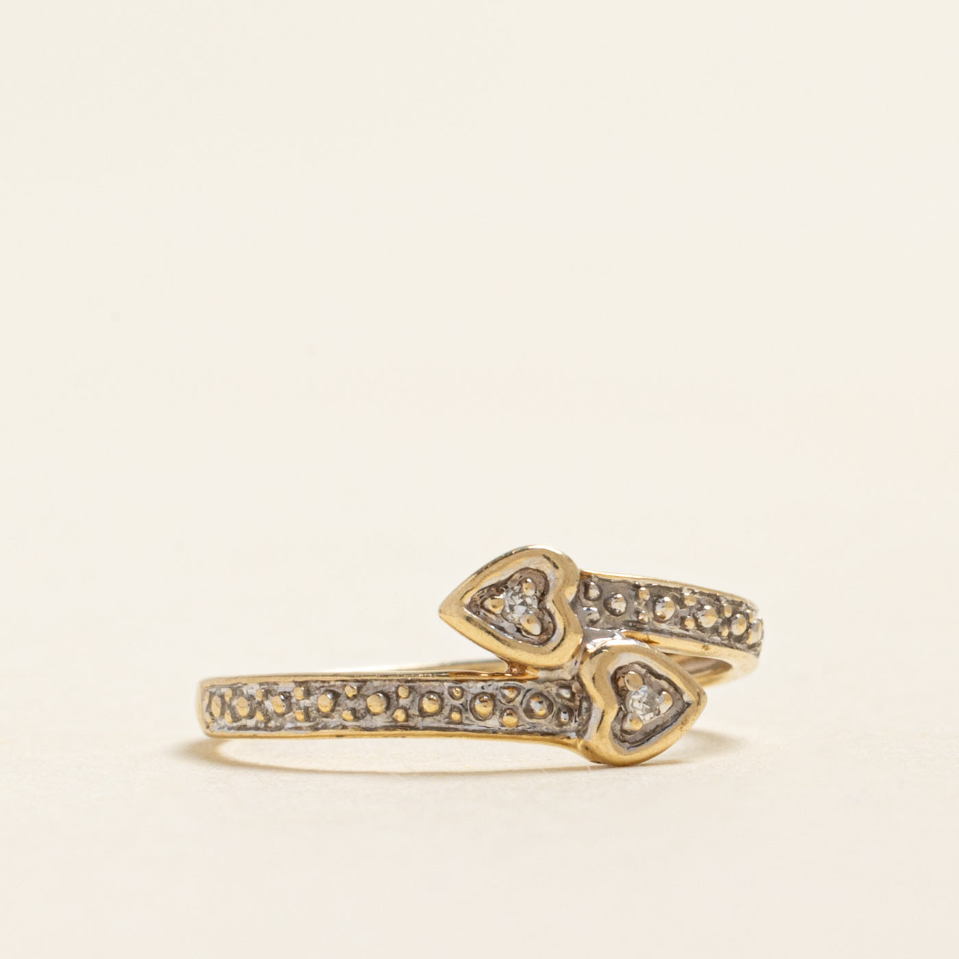 Bague en forme de cœur sertie de diamants | 0,01 ct | Taille 2,75