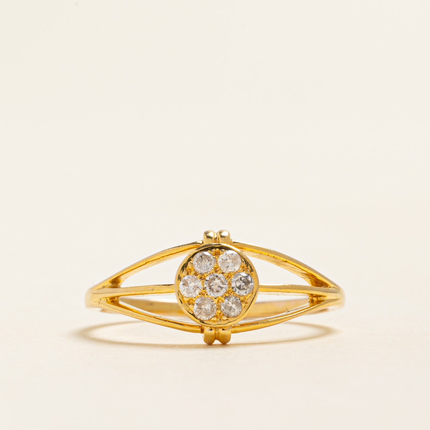 Diamond Round Cluster Open Shank Ring | 0.15ctw | SZ 6.5