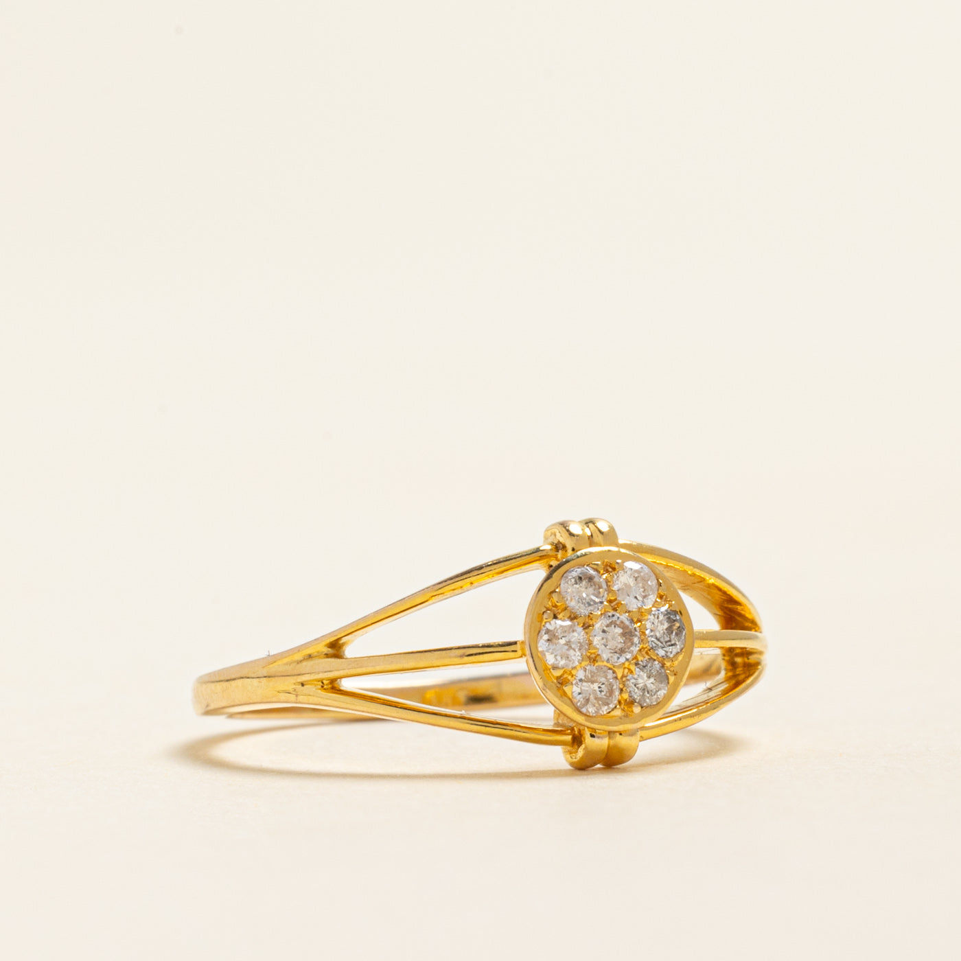 Bague ouverte sertie de diamants ronds | 0,15 ct | Taille 6,5