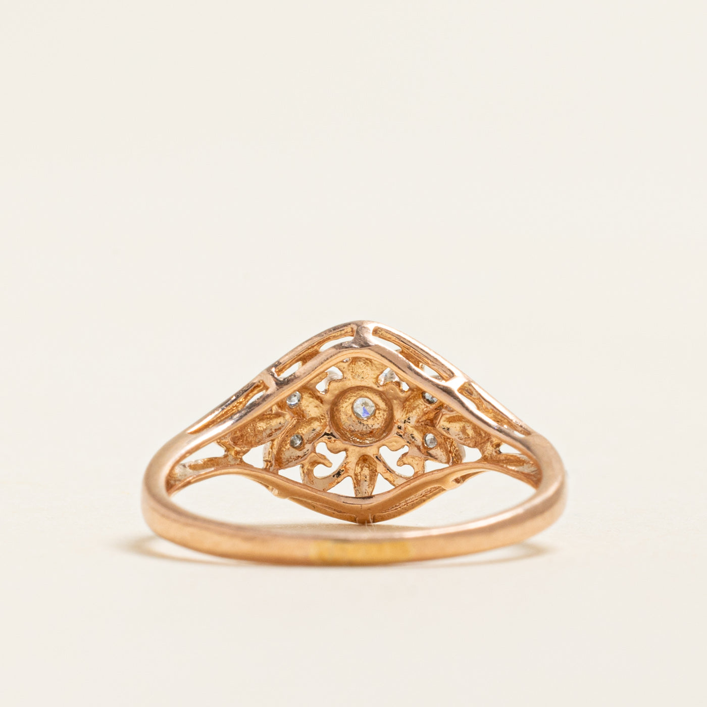 Rose Gold Diamond Openwork Tapered Ring | 0.02ctw | SZ 5.5