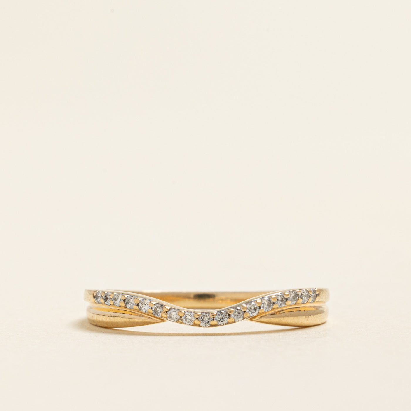 Yellow Gold Semi Eternity Diamond Contour Ring | 0.08ctw | SZ 7