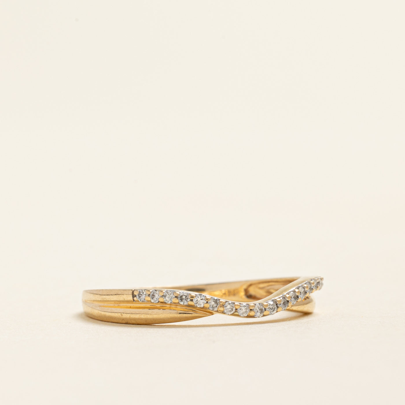 Yellow Gold Semi Eternity Diamond Contour Ring | 0.08ctw | SZ 7