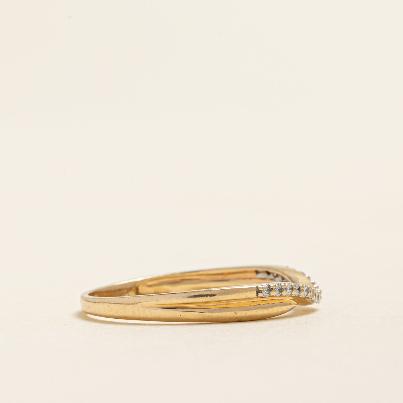 Yellow Gold Semi Eternity Diamond Contour Ring | 0.08ctw | SZ 7